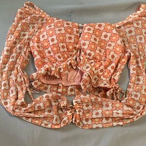 Floral Orange Crop Top